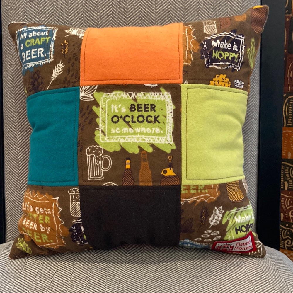 NEW Beer O’Clock Patchwork Pillow